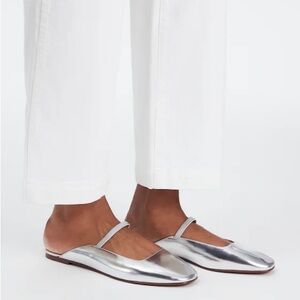 Madewell The Greta Flat Mule Silver Size 6